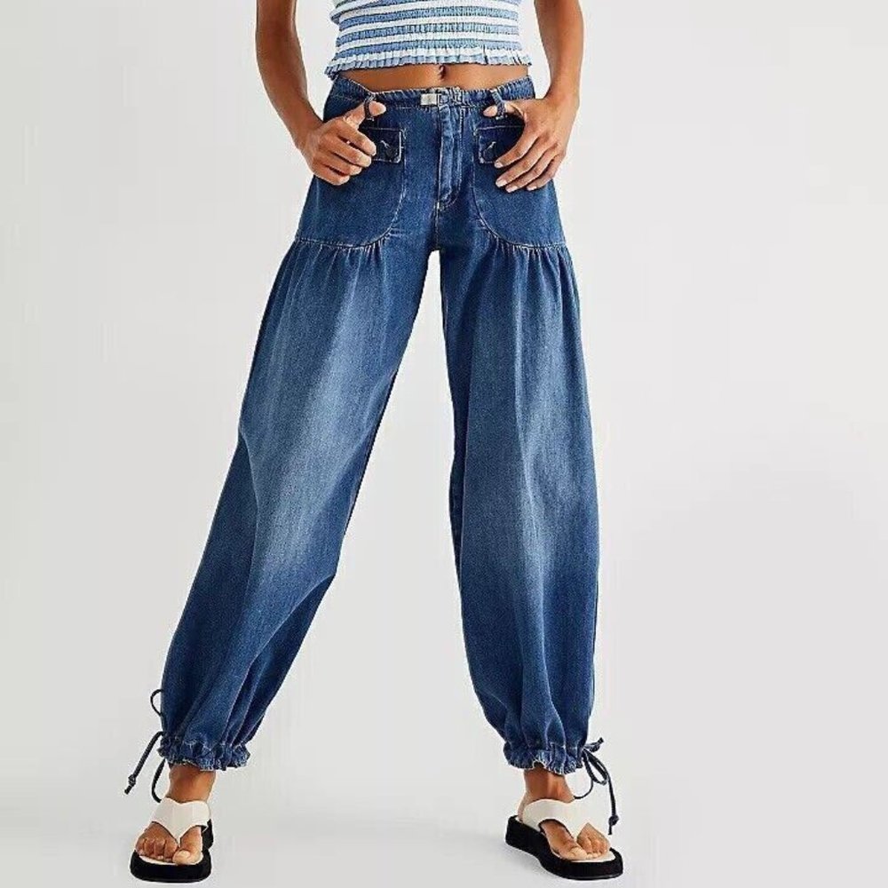 FREE PEOPLE Size 32 LOTUS JEANS IN JUNO BLUE